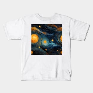 Van Gogh Starry Night Outer Space Pattern 15 Kids T-Shirt
